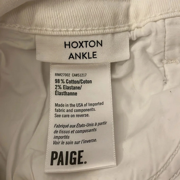 PAIGE Hoxton Ankle Jeans in White Size 28 - Picture 6 of 6